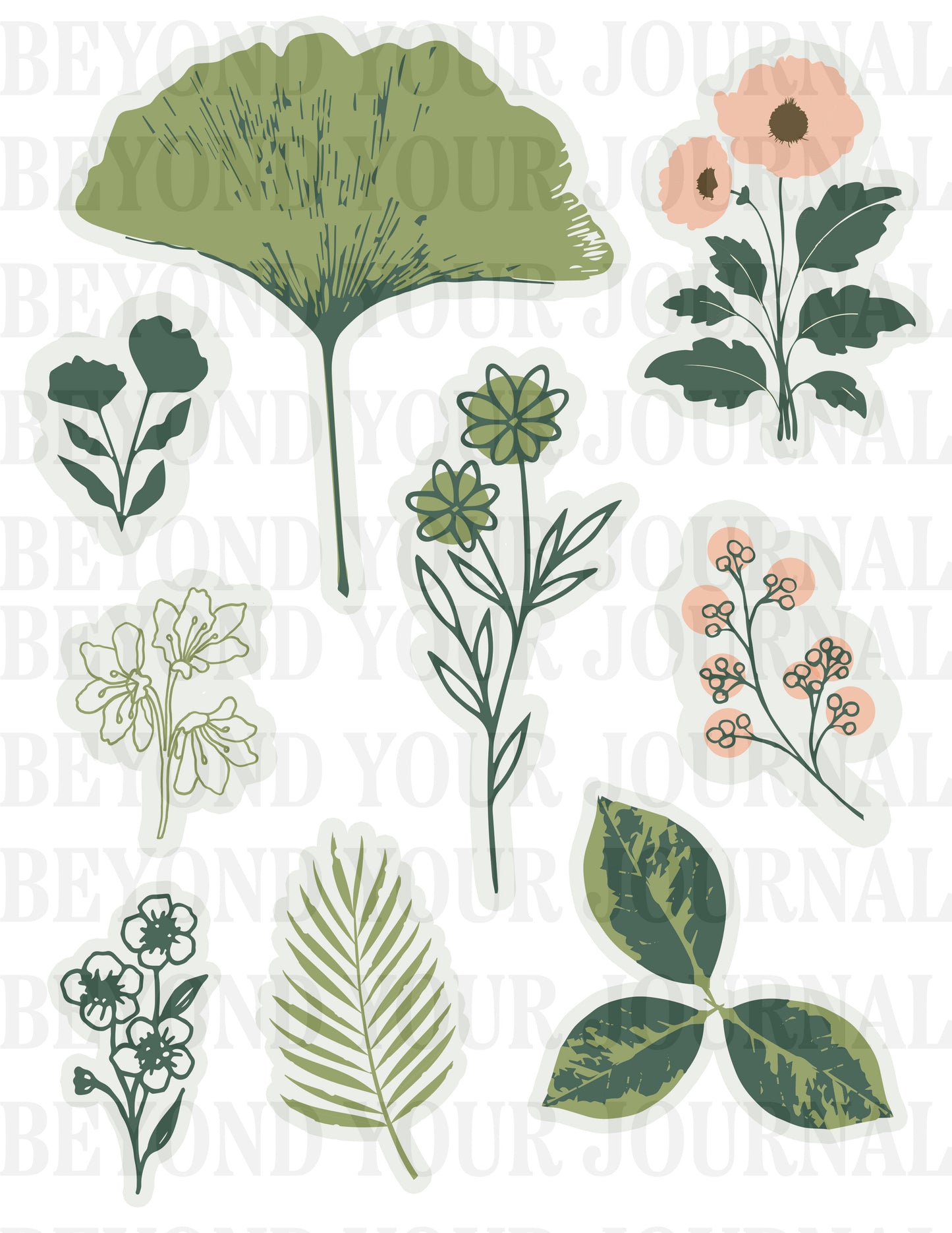 Calm Botanicals: Printable Sticker Sheet🌿