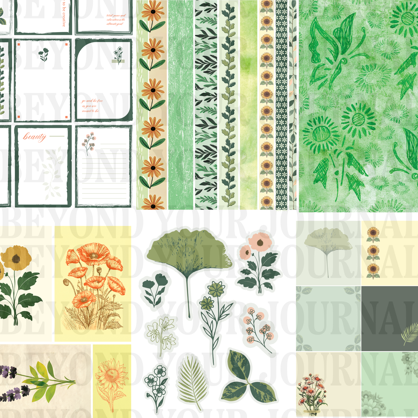 (Set) Green Daydreams Printable Ephemera Set🌱