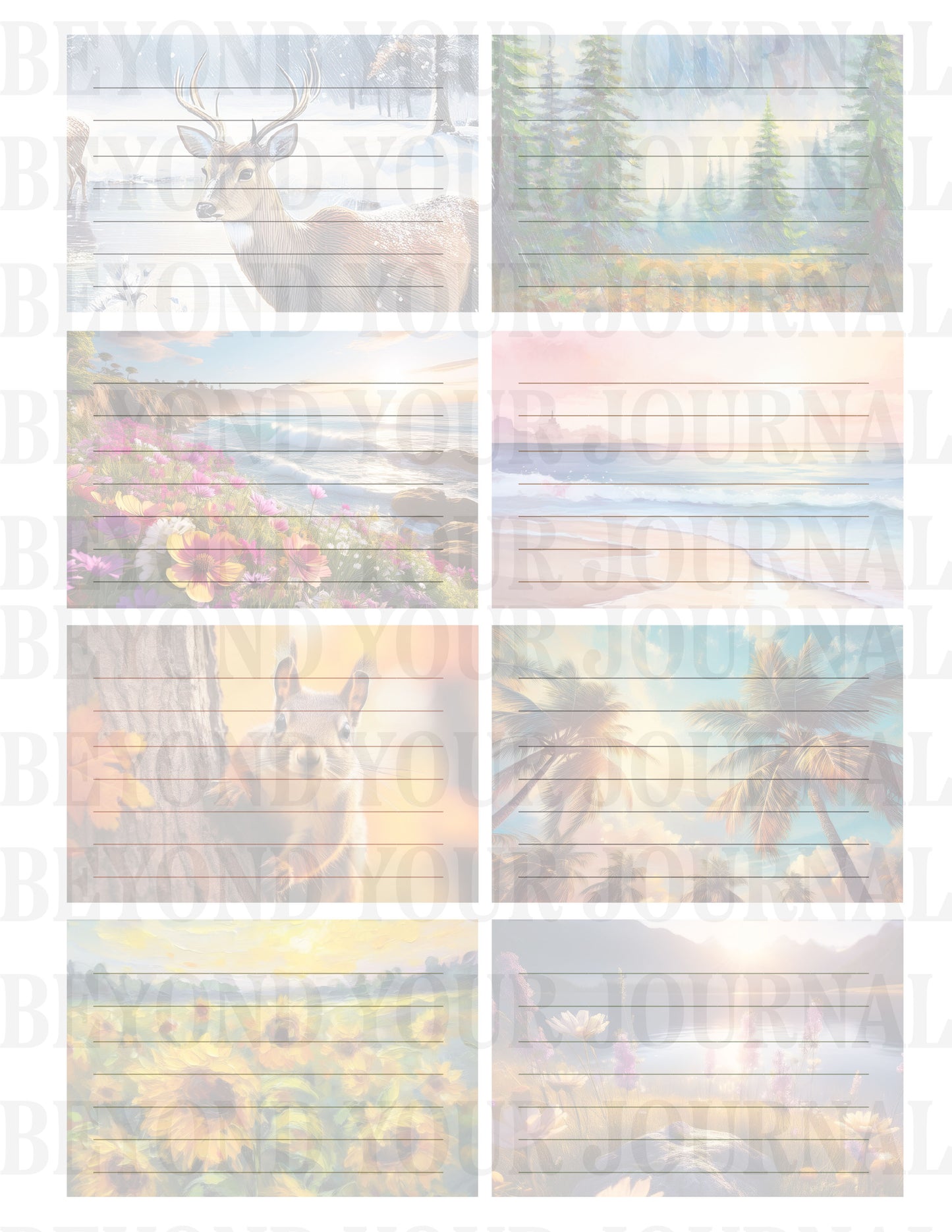 Nature’s Whispers: Printable Lined Journal Cards 🌿
