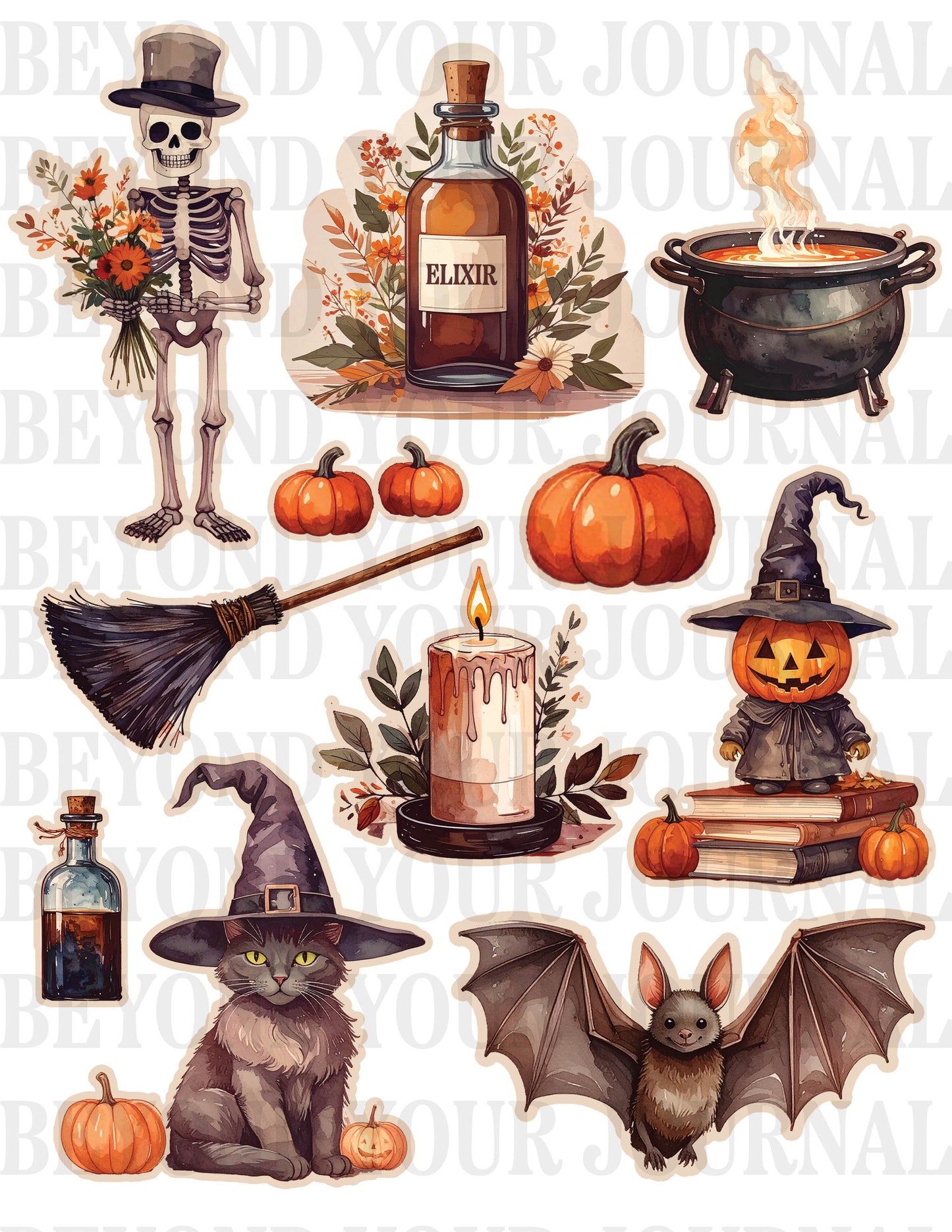 Enchanted Frights: Spooky Printable Sticker Set 🕯️
