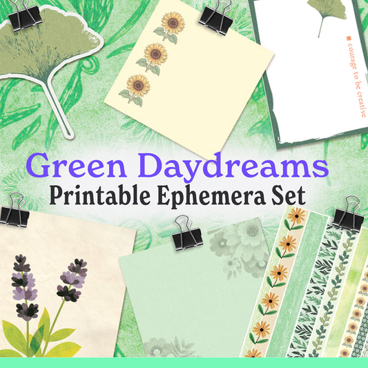 (Set) Green Daydreams Printable Ephemera Set🌱