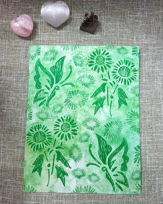 Bloom & Flutter Green Botanical Printable Paper 🌿