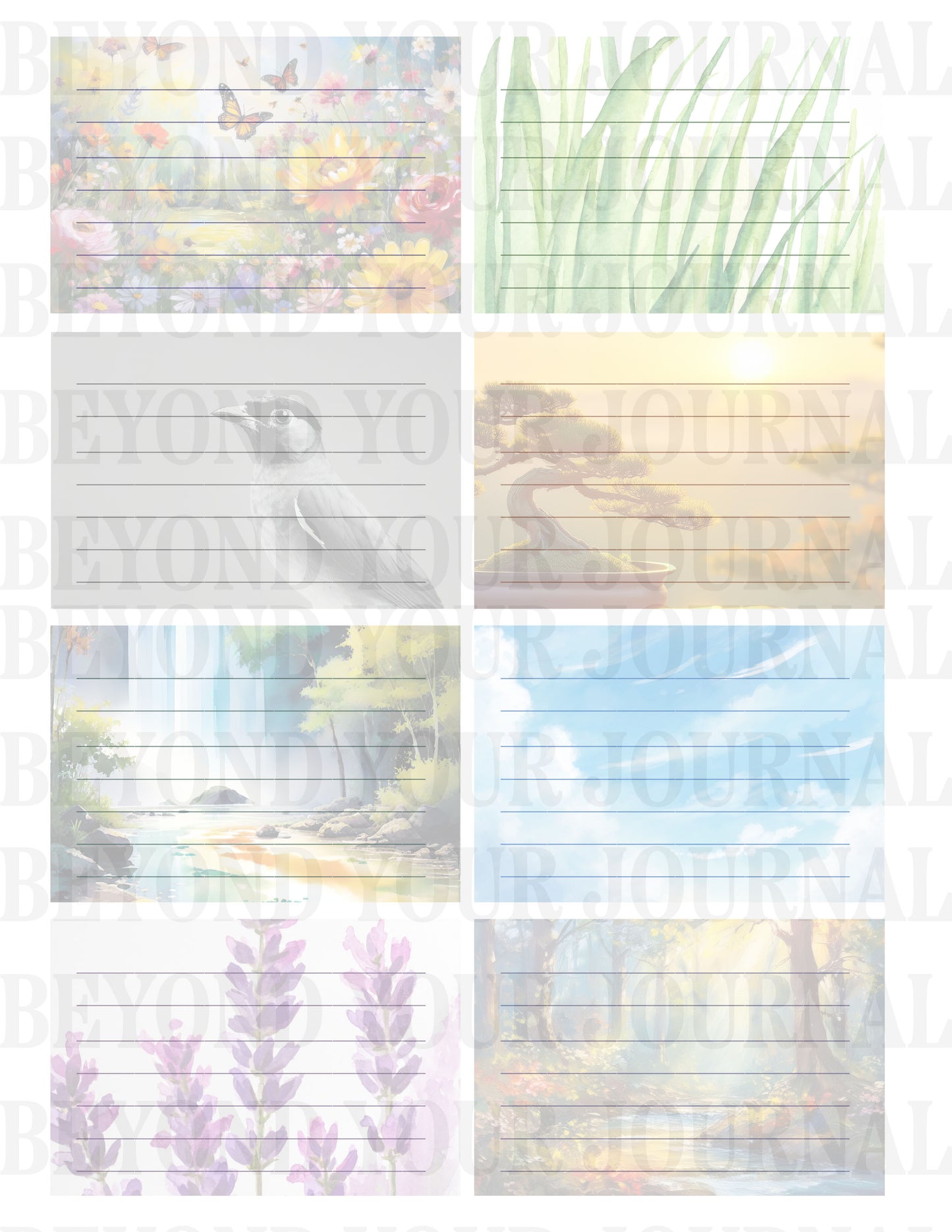 Nature’s Whispers: Printable Lined Journal Cards 🌿