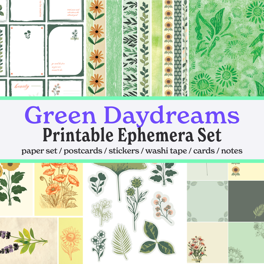 (Set) Green Daydreams Printable Ephemera Set🌱